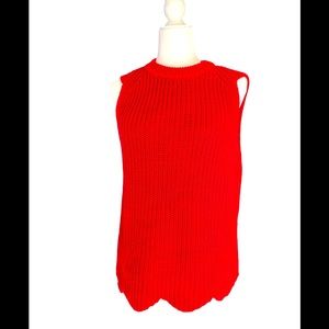 Sleeveless red sweater